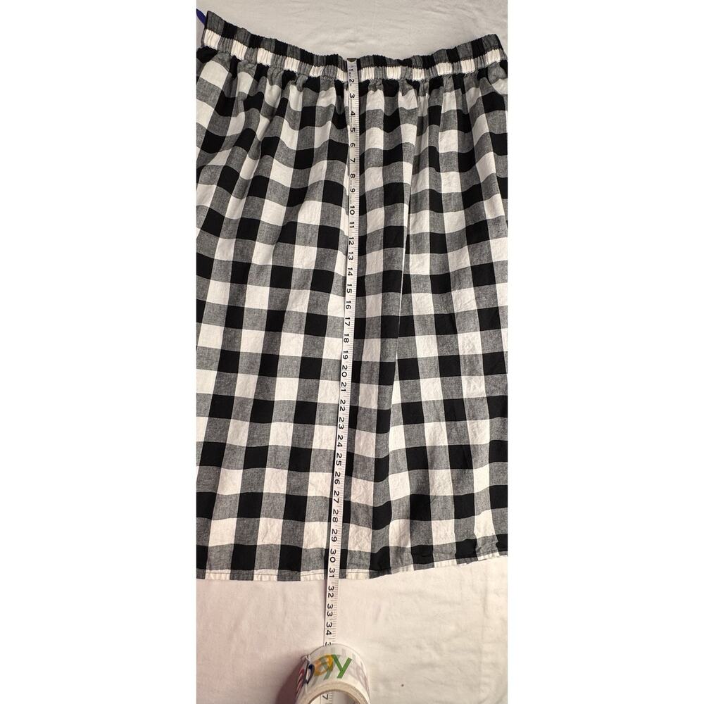 Joan Rivers Xl Black White Plaid Pull On Skirt Elastic Waist 100% Cotton Pockets - Picture 9 of 9